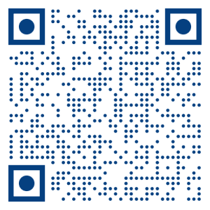 A blue qr code with dots on it.
